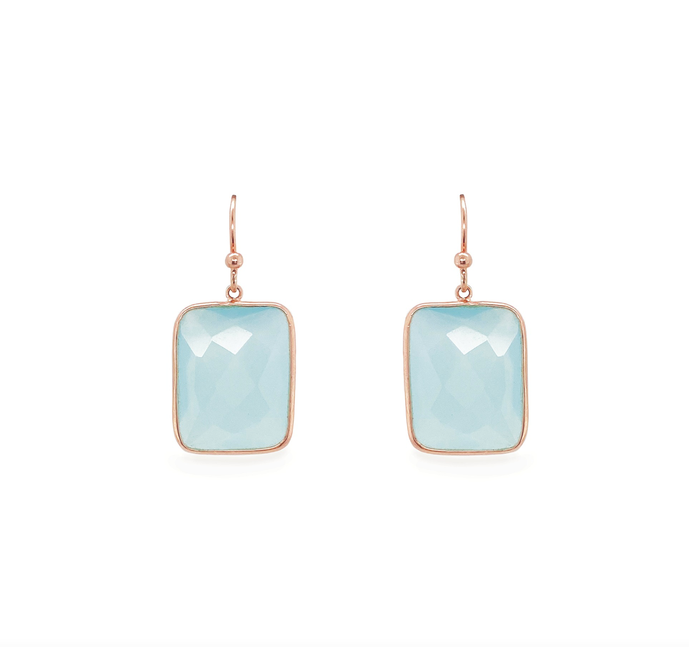 Rendezvous Multi Gemstone Long Drop Necklace & Rendezvous Aqua Chalcedony Square Drop Earring Set