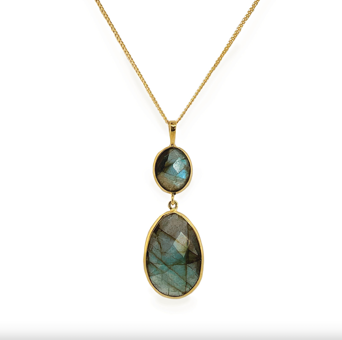 Riviera Labradorite Double Drop Pendant & Labradorite Double Drop Earring Set