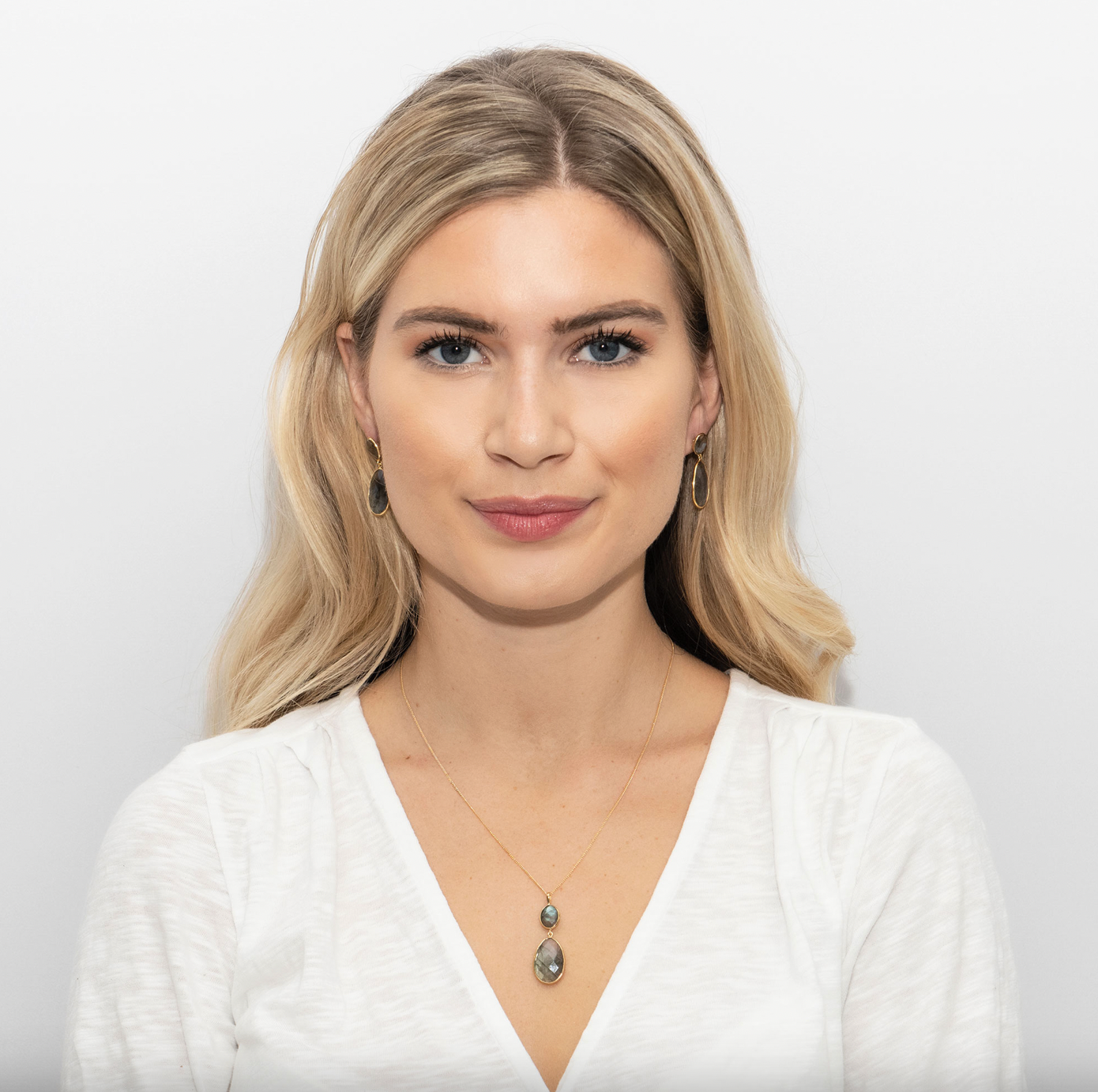 Riviera Labradorite Double Drop Pendant & Labradorite Double Drop Earring Set
