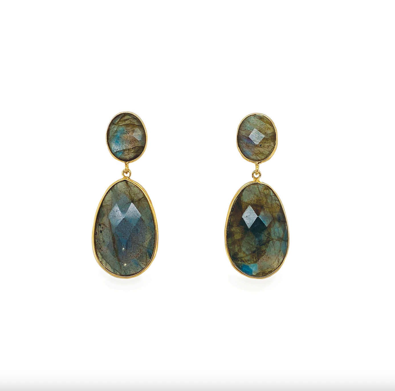 Riviera Labradorite Double Drop Pendant & Labradorite Double Drop Earring Set