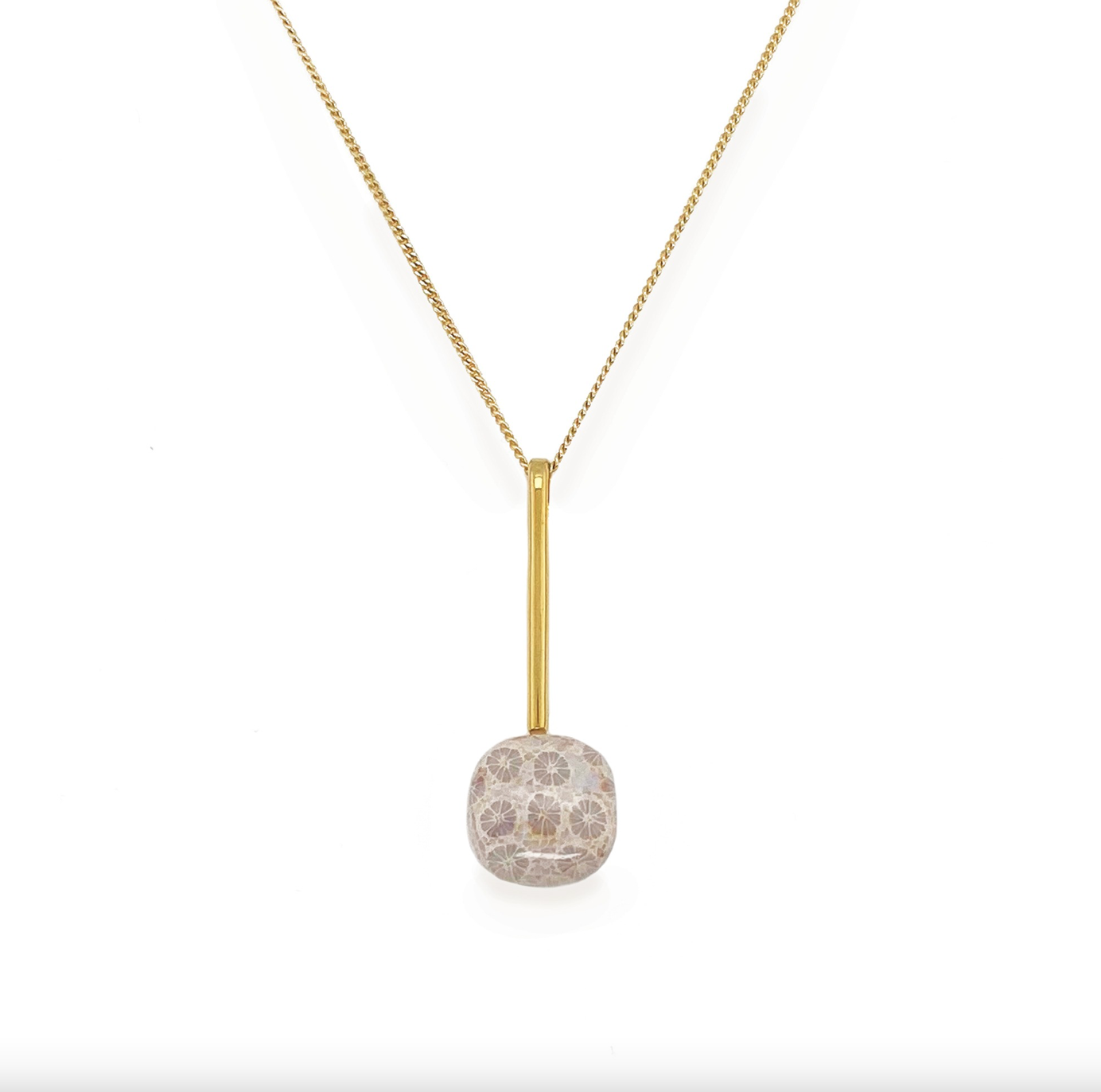 Primal Fossil Coral Stone Pendant & Earring Set