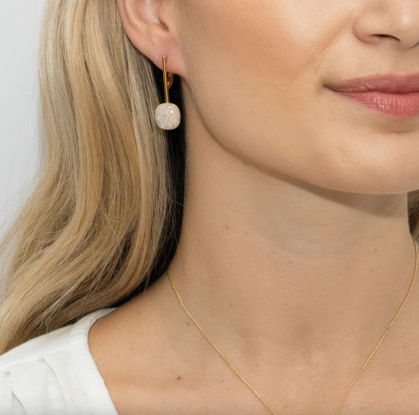 Primal Fossil Coral Stone Pendant & Earring Set