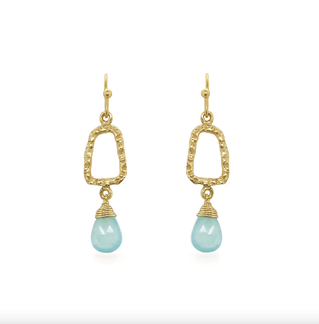 Beach House Multi Gemstone Double Chain Necklace & Aqua Calci Peardrop Earrings